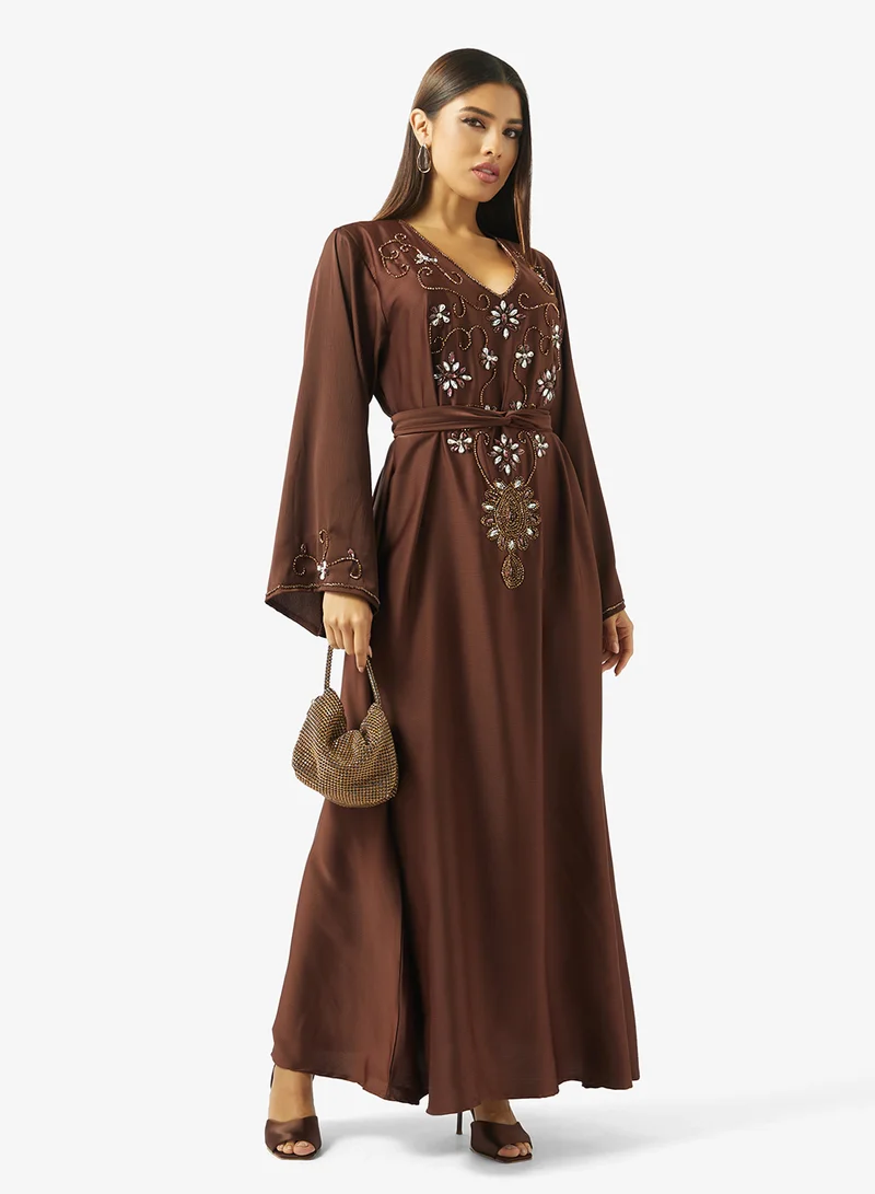 Embellished Belted Jalabiya